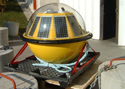 Wave buoy prepared for deployment